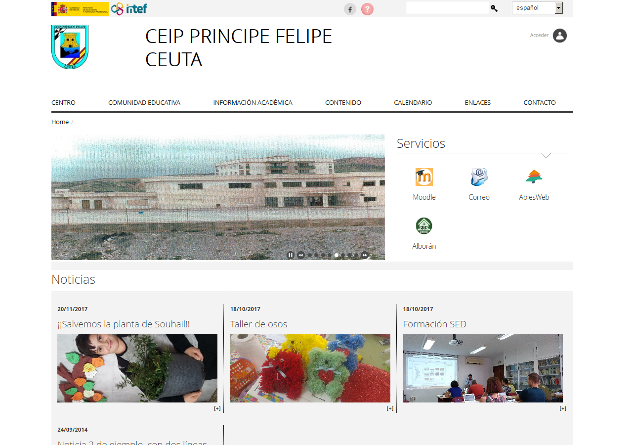 Página web del CEIP Príncipe Felipe